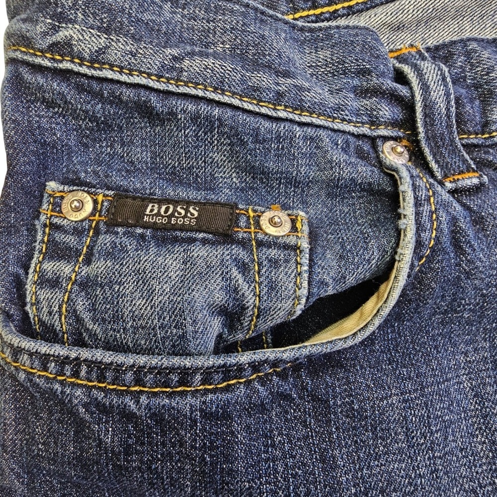Hugo Boss Mens Dark Wash Straight Leg Distressed Denim Jeans 34x32 - Picture 5 of 16